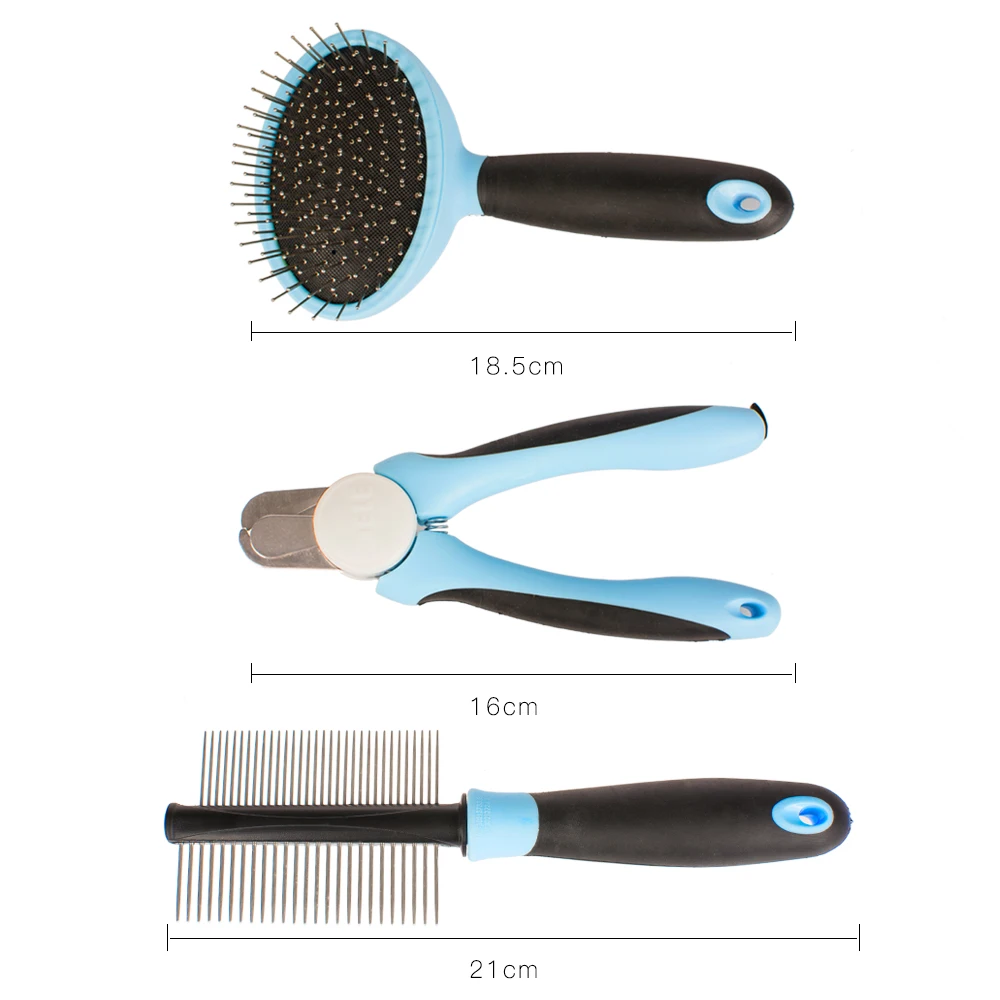 2021 Amazon  Pet Comb Stainless Steel Double Sided Blades Fur Dematting Trimmer Dog Cat Grooming Tool Pet Hair Removal Comb