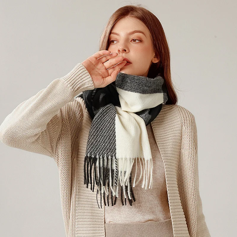 
Wholesale new winter checked pashmina scarf plaid cashmere shawl scarf for women 