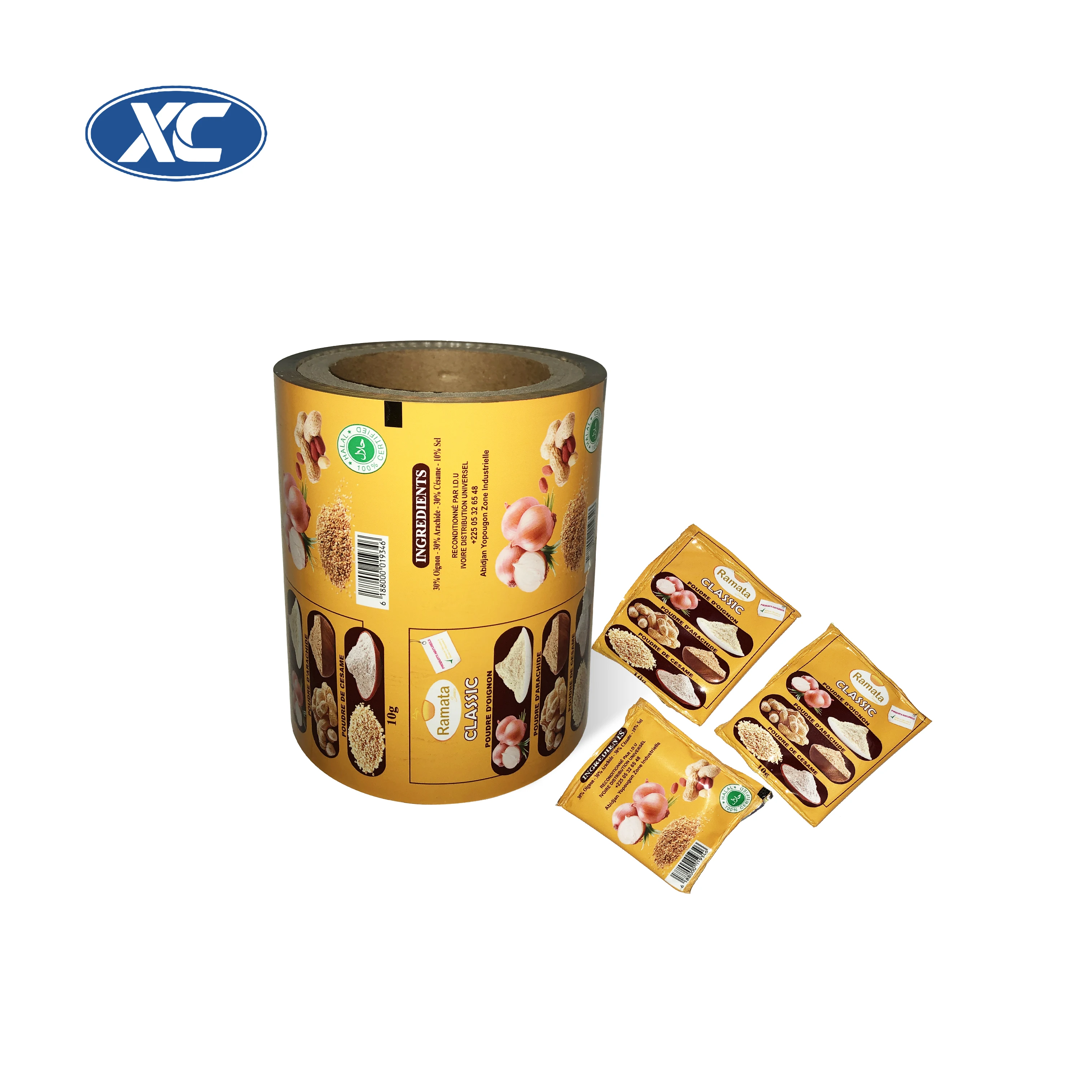 Custom Printed BOPP Food Grade Plastic Foil Heat Seal Seasoning Spice Powder Sachet Packaging PET/PE  Roll Automatic Roll Film