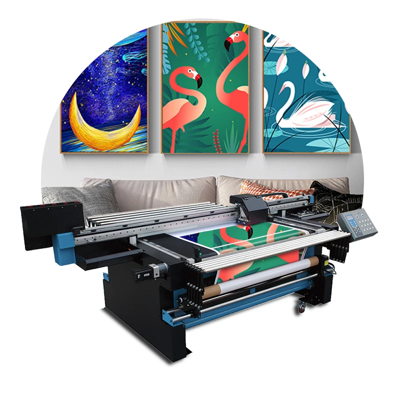 Roll-to-roll UV Printer Plotter Hybrid 1.6m Wide Format Eco Solvent Printer Wallpaper Roll Printing Machine