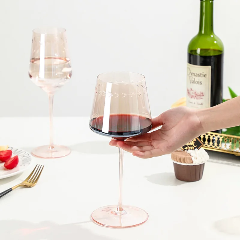 European engraved electroplated glass goblets creative home red wine glasses champagne glasses wine glasses