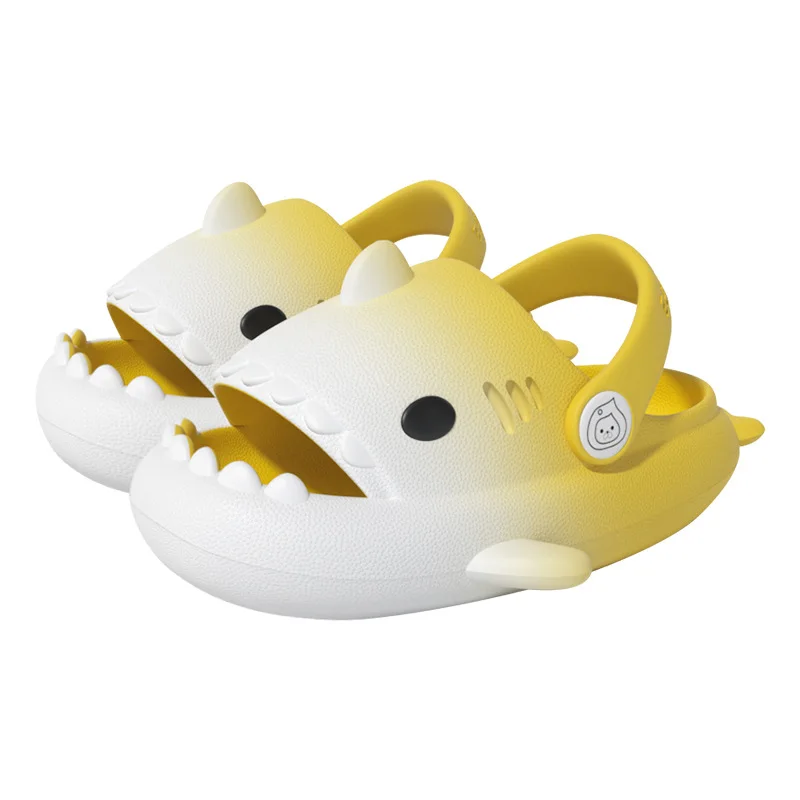 Hot gradient color kids girls flat EVA shark slippers  summer outdoor beach sandals children boys hole shark slides