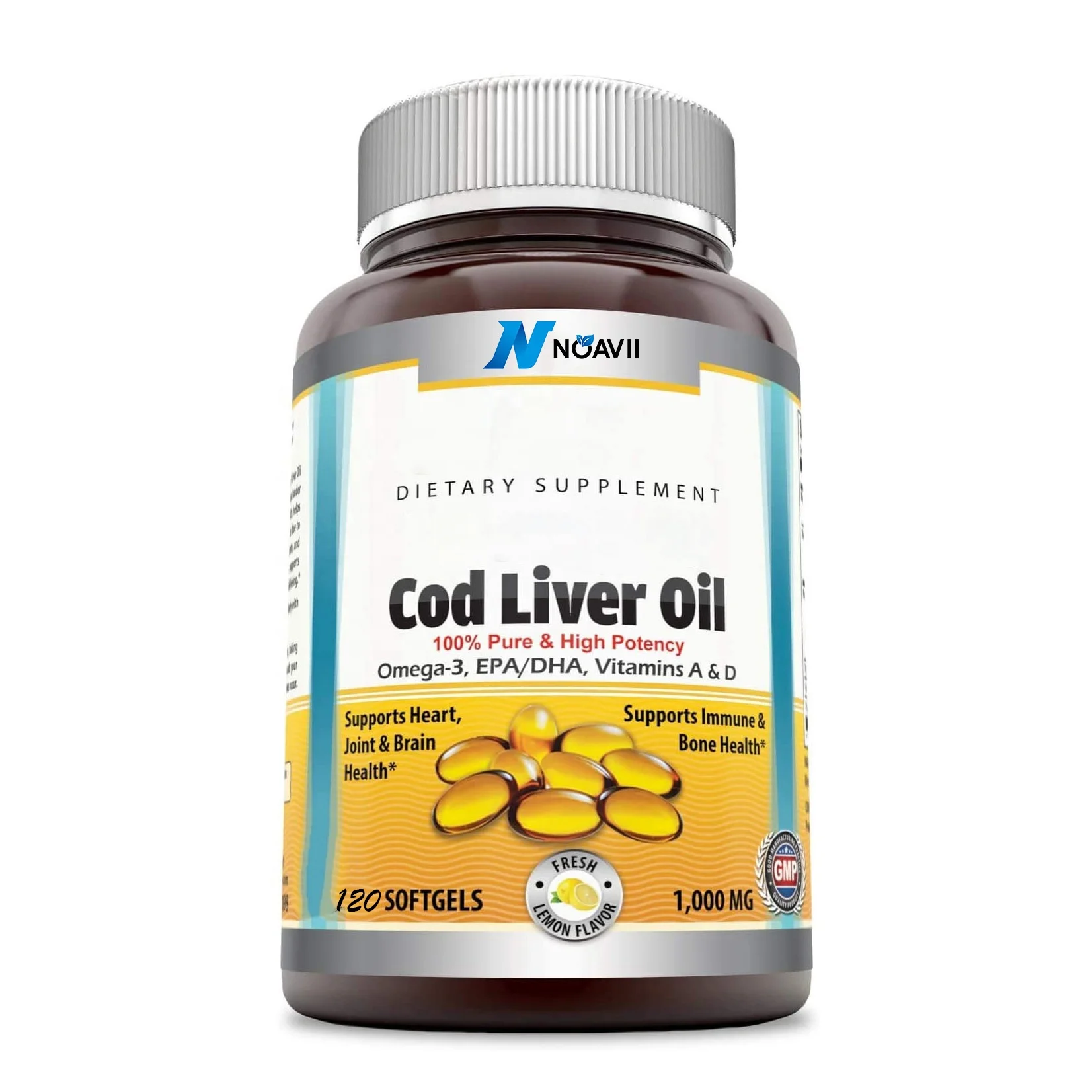 Private Label Support Cod Liver Oil  Softgels Supports Heart Joint Brain Bone & Immune Health 120 Softgels