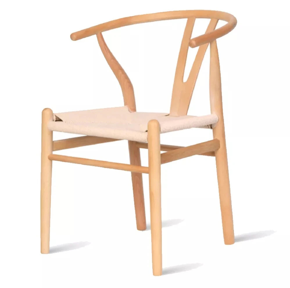 Hot Sale Home Restaurant Kitchen Furniture Hans Wegner Danish Solid Wood Y Dining Chair Wishbone Chair with fabric woven seat