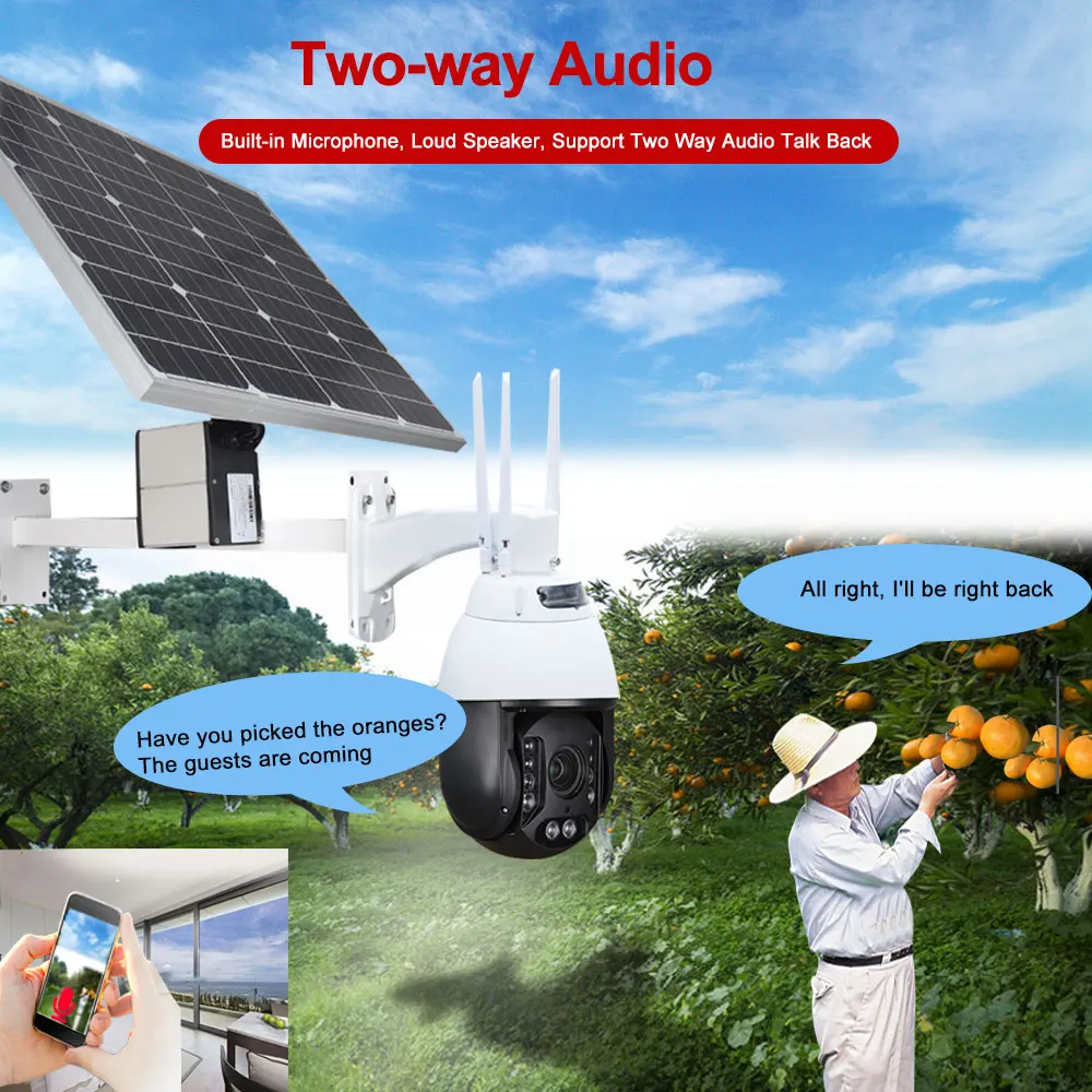 
CCTV Security Outdoor Solar Li-battery Power Energy wireless 3G 4G LTE PTZ Camera IP 1080P 20X Zoom Night Vision 150M P2P CAMHI 