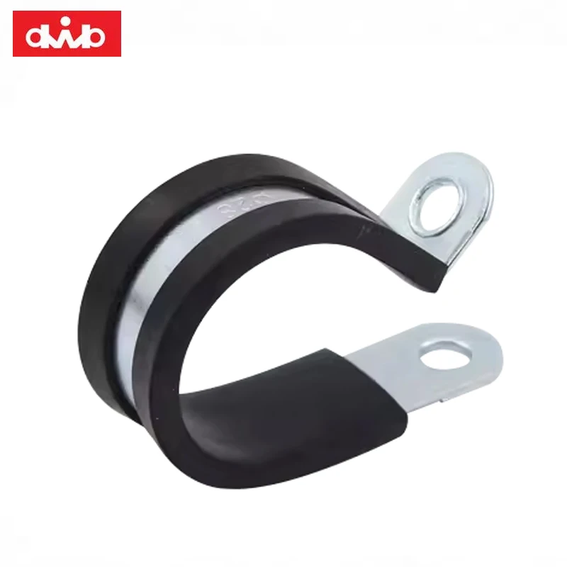 Steel galvanized Rubber Lined P Clips R-type pipe clamp Cable Mounting Fixed Collar Clips Hose Pipe Clamps
