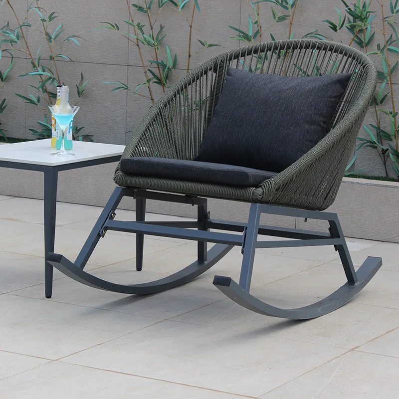 Modern Cross-Border Factory Wholesale Balcony Courtyard Terrace Rattan Leisure Lobster Home Disassembly Rocking Chair