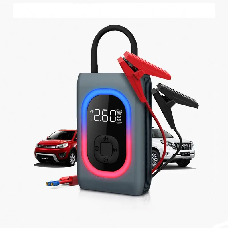 Newest Competitive 12v Air Pump 12000Mah Battery Rechargeable LED Light Emergency Car Jump Starter Air Compressor Tire Inflator