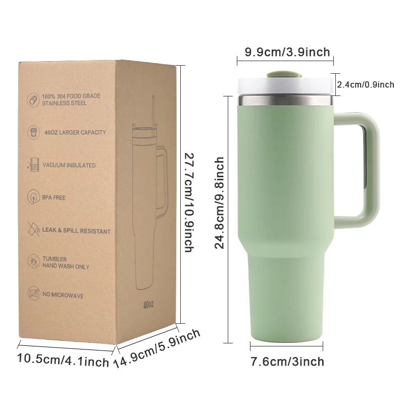 Custom logo 40oz beer mug Stainless Steel Vacuum Insulated tumbler with Handle