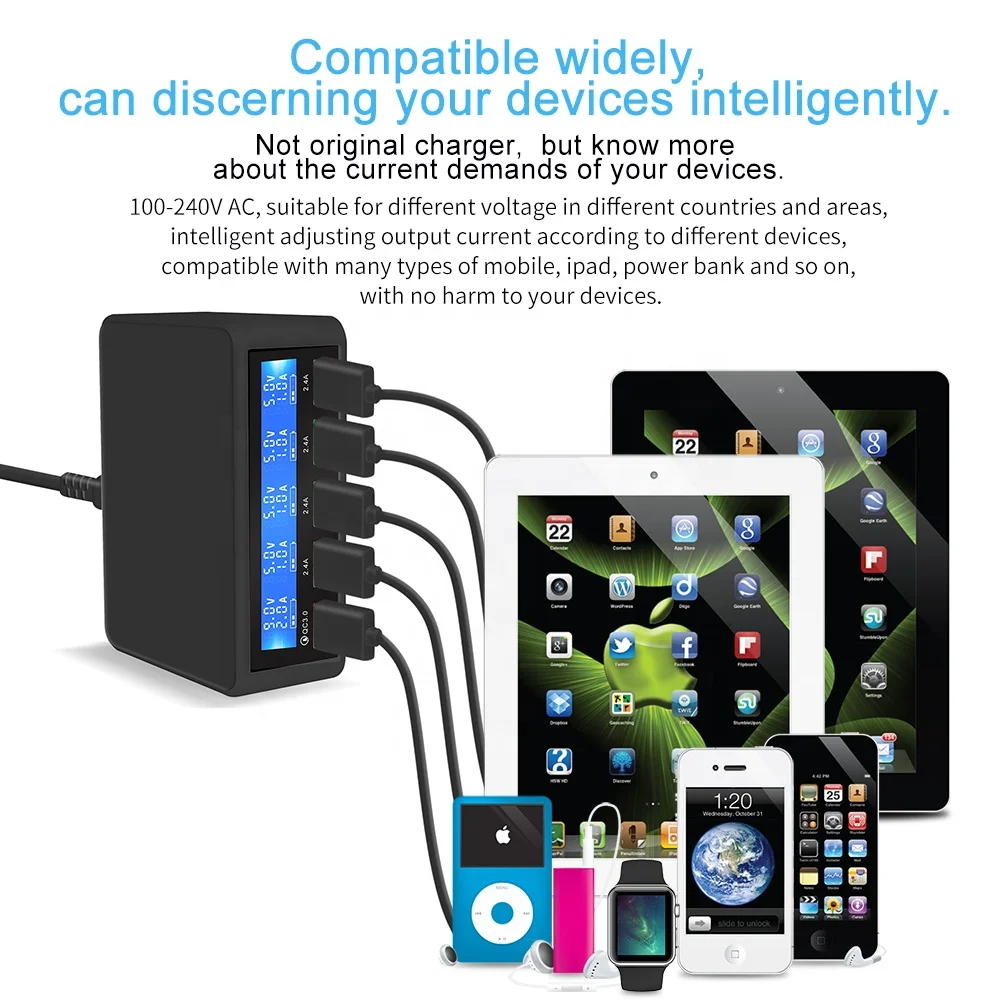 Quick Charge 3.0 Desk Multi Port Usb Charger Mobile Phone Wall Charging Dock Station