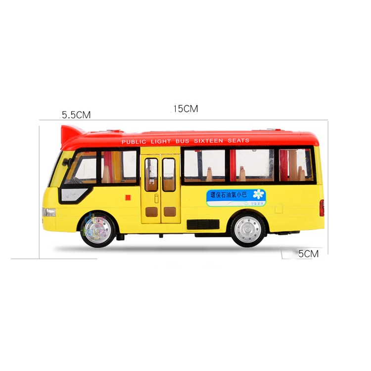 MSZ 1/32 Bus Diecast Pull Back Compare-Car-Models Sound and Light Music Car Model for Kids