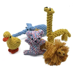 Popular Dog Chew Toys Giraffe Lion Duck Elephant Cotton Rope Eco Friendly Natural Dog Toy