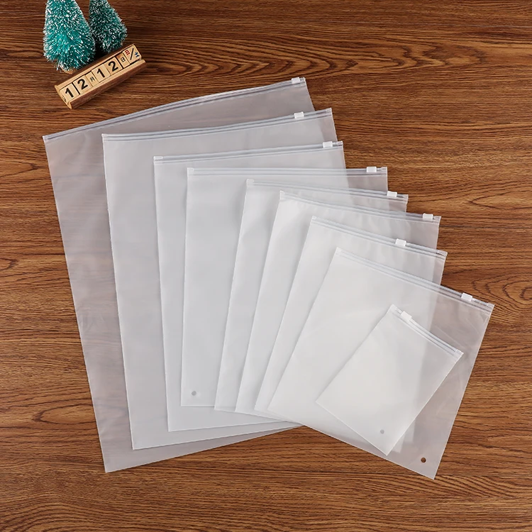 PE Frosted Zipper bag thickening clothing Packaging bag Breathable holes plastic waterproof Self sealing bag customization