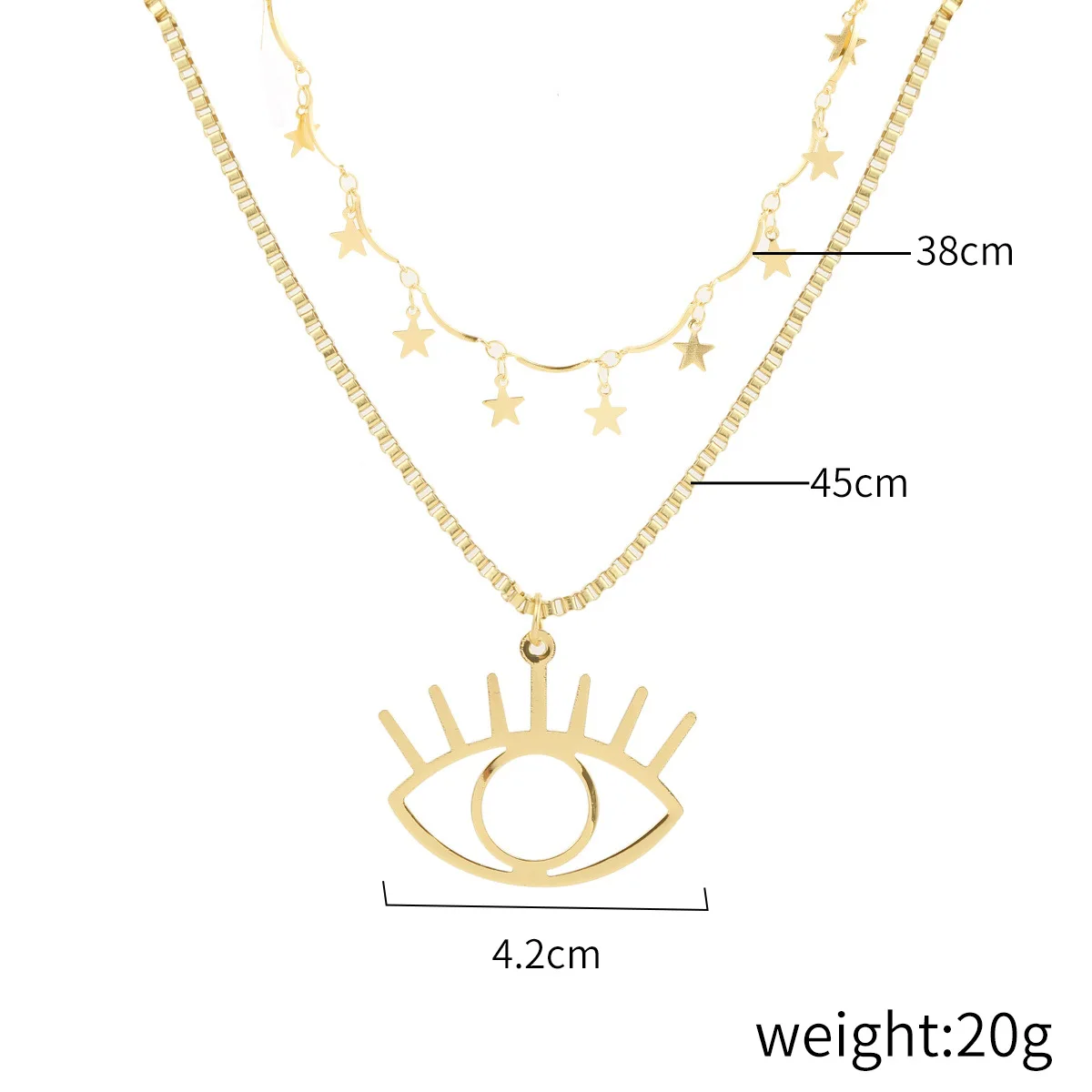 BELLEGIRL Europe and American new fashion necklace wholesale  hot sale hip hop Angel eye pendant necklace jewellery