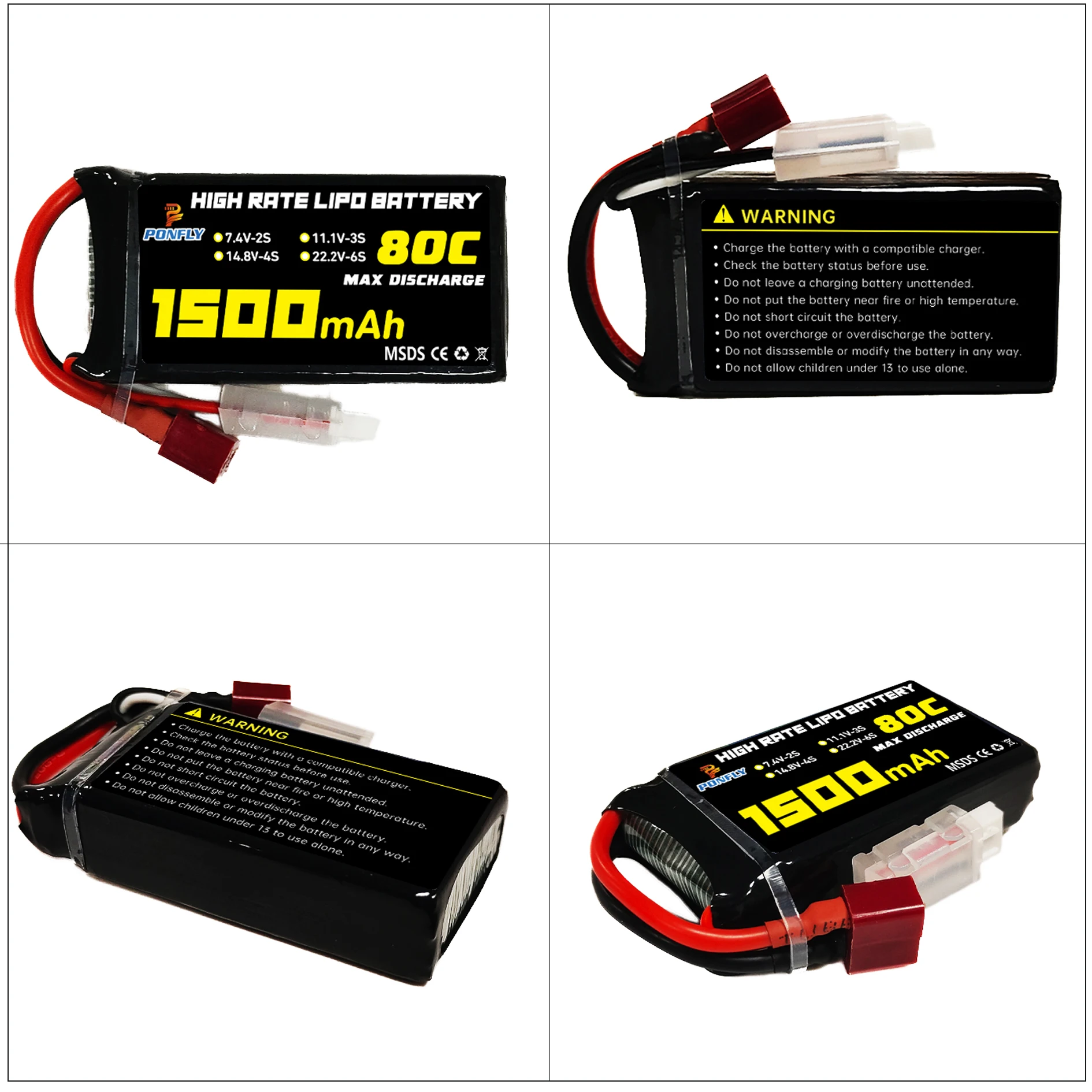PONFLY 1500 мАч высокочастотный литий-полимерный аккумулятор 80C FPV 7 4 В 2S 803465 RC для хобби беспилотный автомобиль