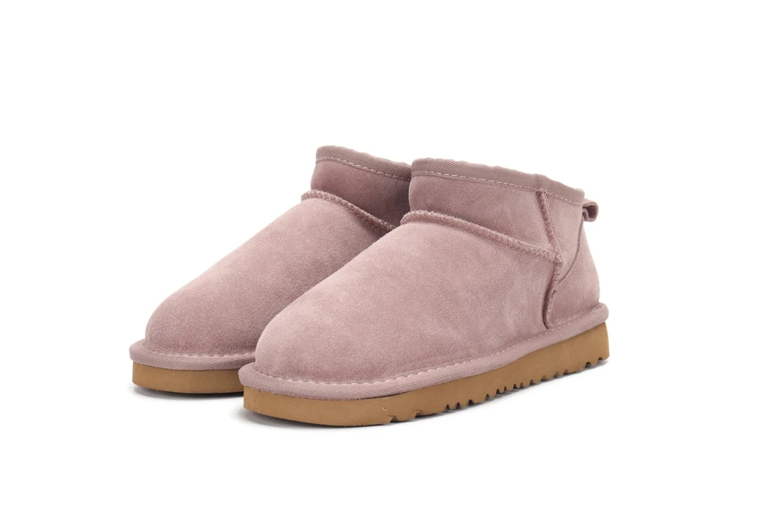 QY726 Wholesale Winter Outdoor Genuine Leather Anti Slip Girl Warm Furry Fur Short Snow Board Boots Women Support customization