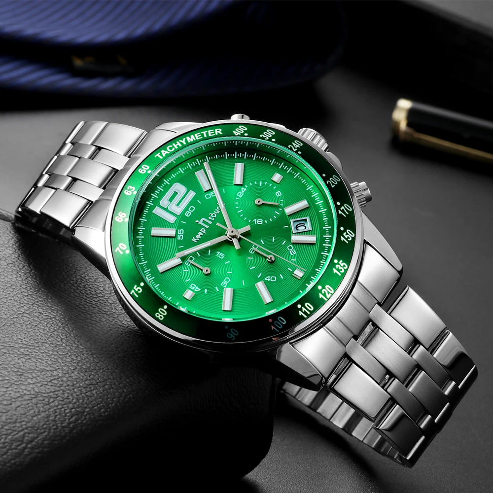 Men Watches Luxury Minimalist Calendar Stainless Steel Waterproof Luminous Date Week Sport Wrist Watches Quartz Watches
