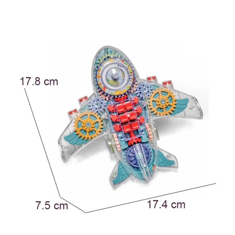 Educational Gear Rotary Flash Light B/o Model Battery Operation Plastic Universal Electronic Air Plane Toy