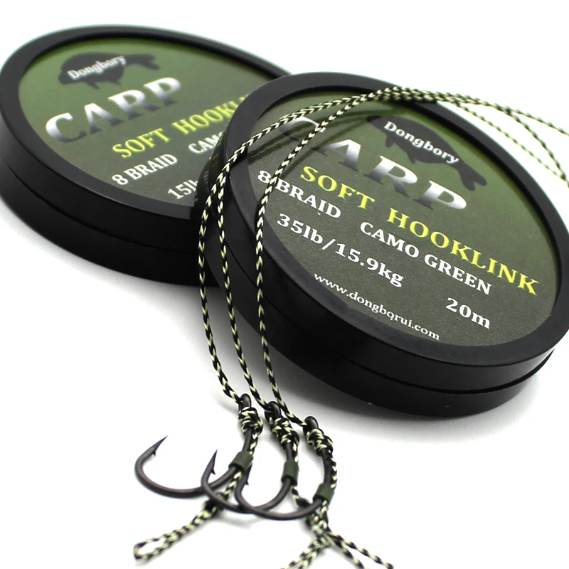 20m Soft Carp Hooklink Uncoated Braid Line for Hair Rig 15IB 25IB 35IB Carp Coarse Fishing Line