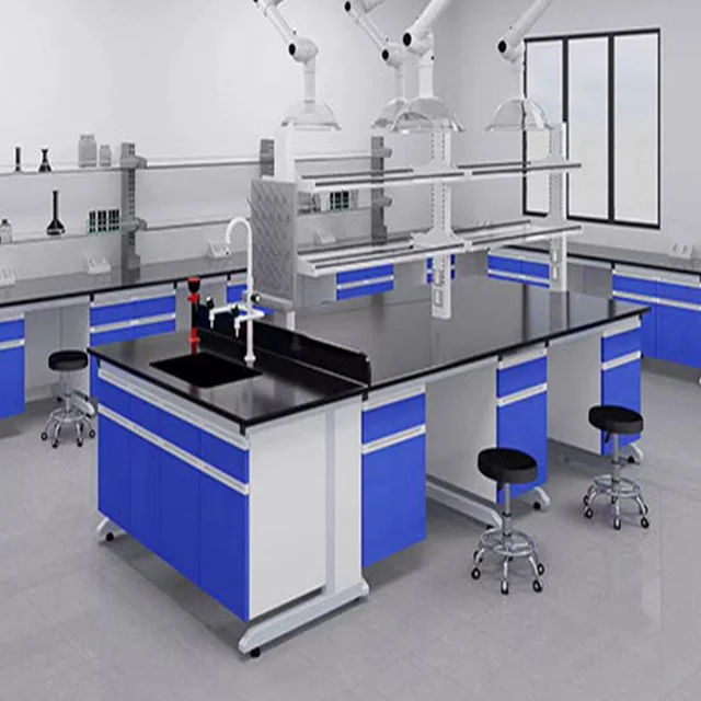 High quality USA standard steel and wood structure science lab furniture Island Lab Bench