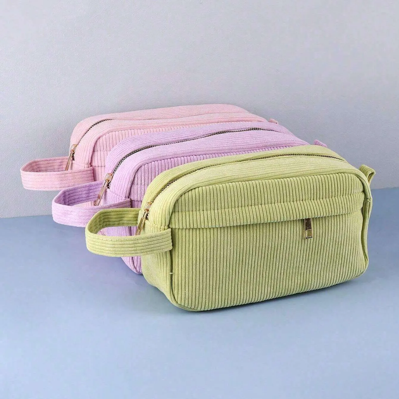 Large Capacity Girls Zipper Cute Stationery Plush Pencil Bag Corduroy Zipper Pouch