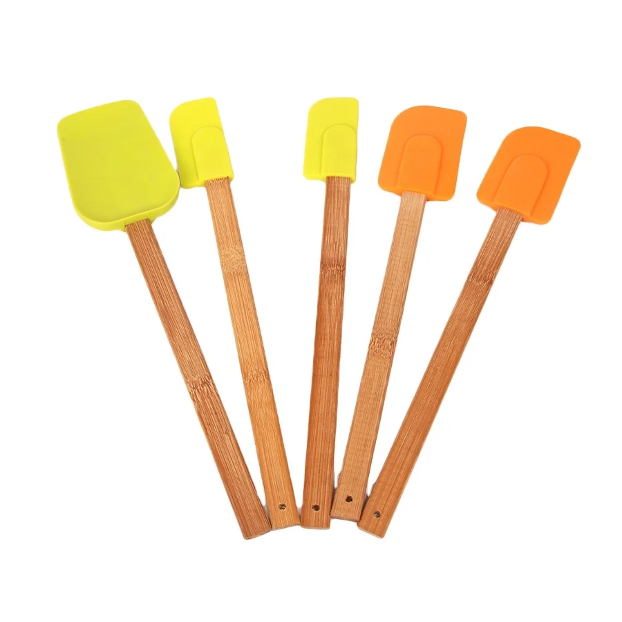 Kitchen Accessories Cooking Tools Utensils Set Tops Tees Bamboo Natural Clothing Hot Sale Custom Bambot-shirtn Handles Silicone