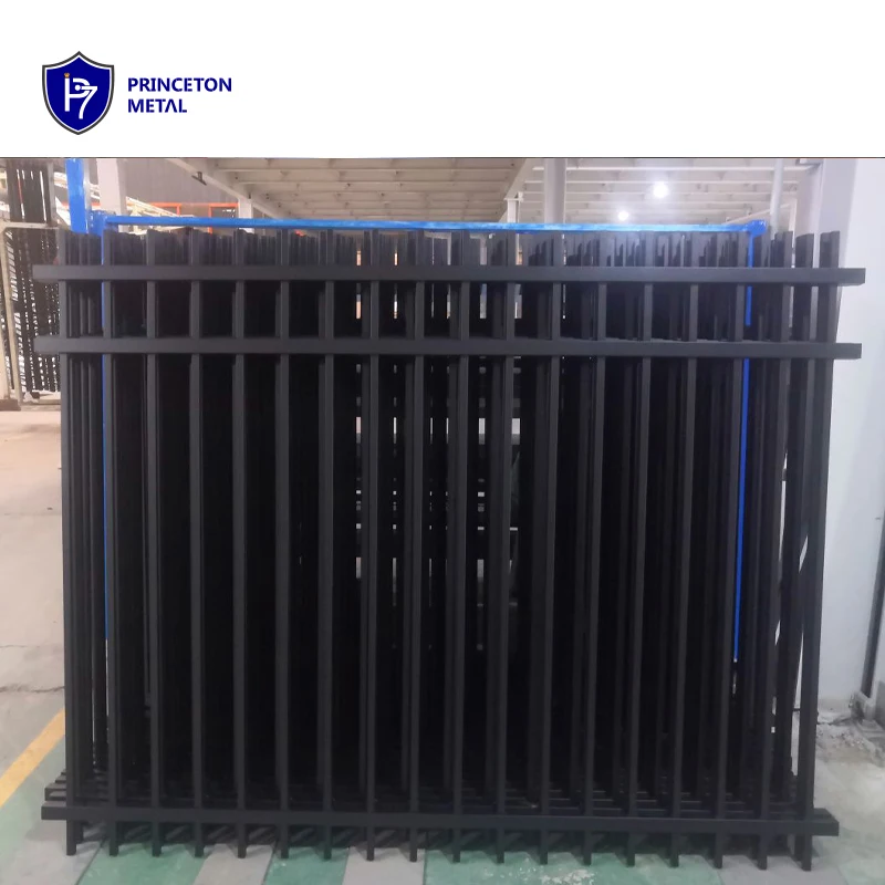 Residential tubular steel fence flat top aluminium fence panels with spear 6x6 fence panel