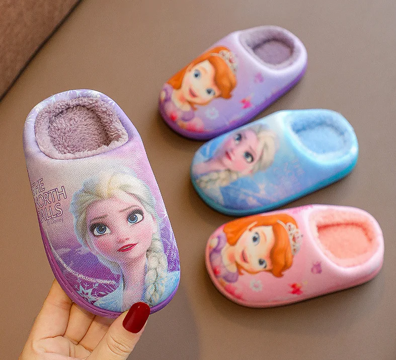 Marvel Человек-паук» с рисунком из аниме «Принцесса Эльза» детские тапочки из материала на основе хлопка; Сезон осень-зима; Теплые принцессы из мультфильма “Холодное сердце” для мальчиков и девочек; Домашняя обувь из материала на основе хлопка