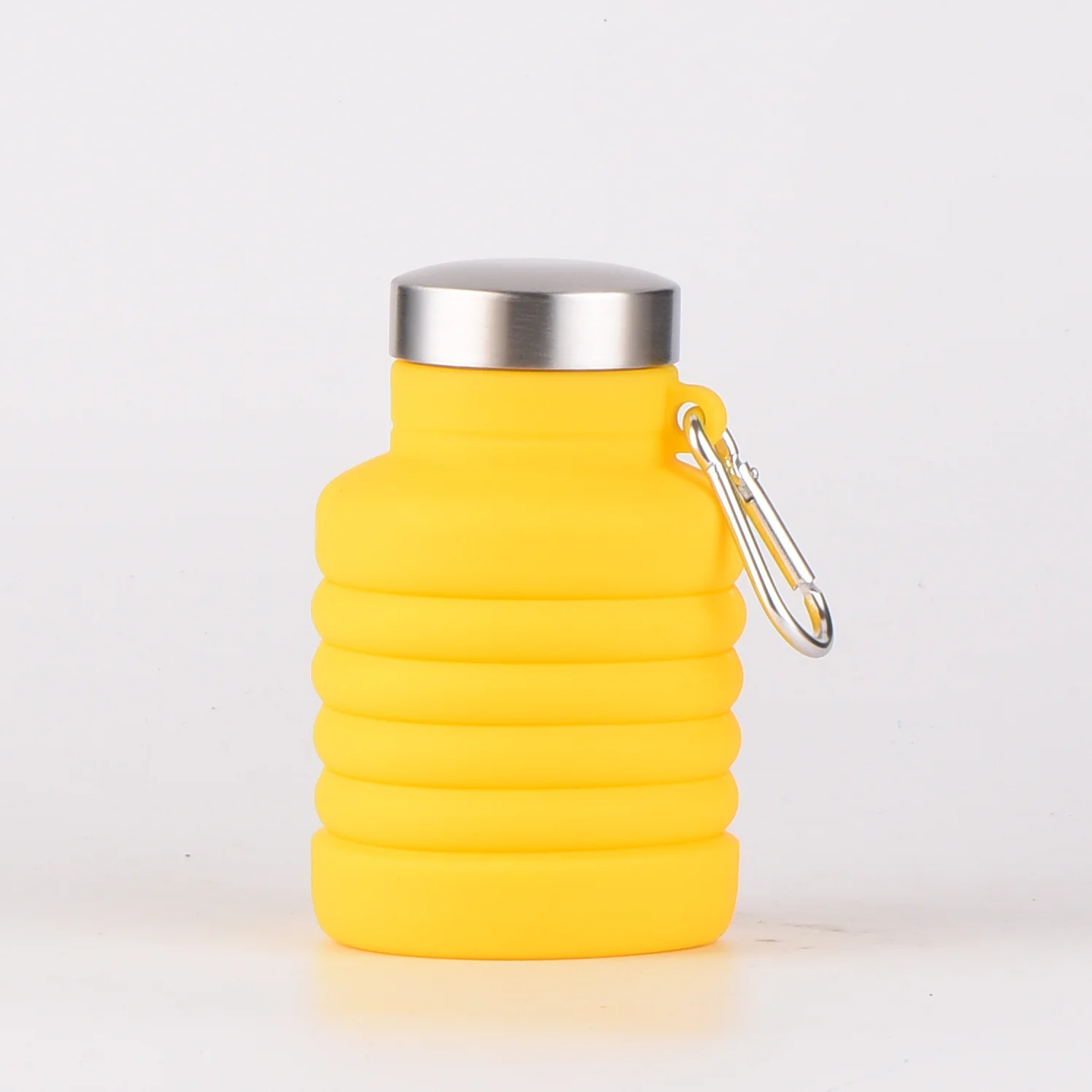 Wholesale Silicone Water Bottle with Carabineer Clip Custom Foldable Bottle