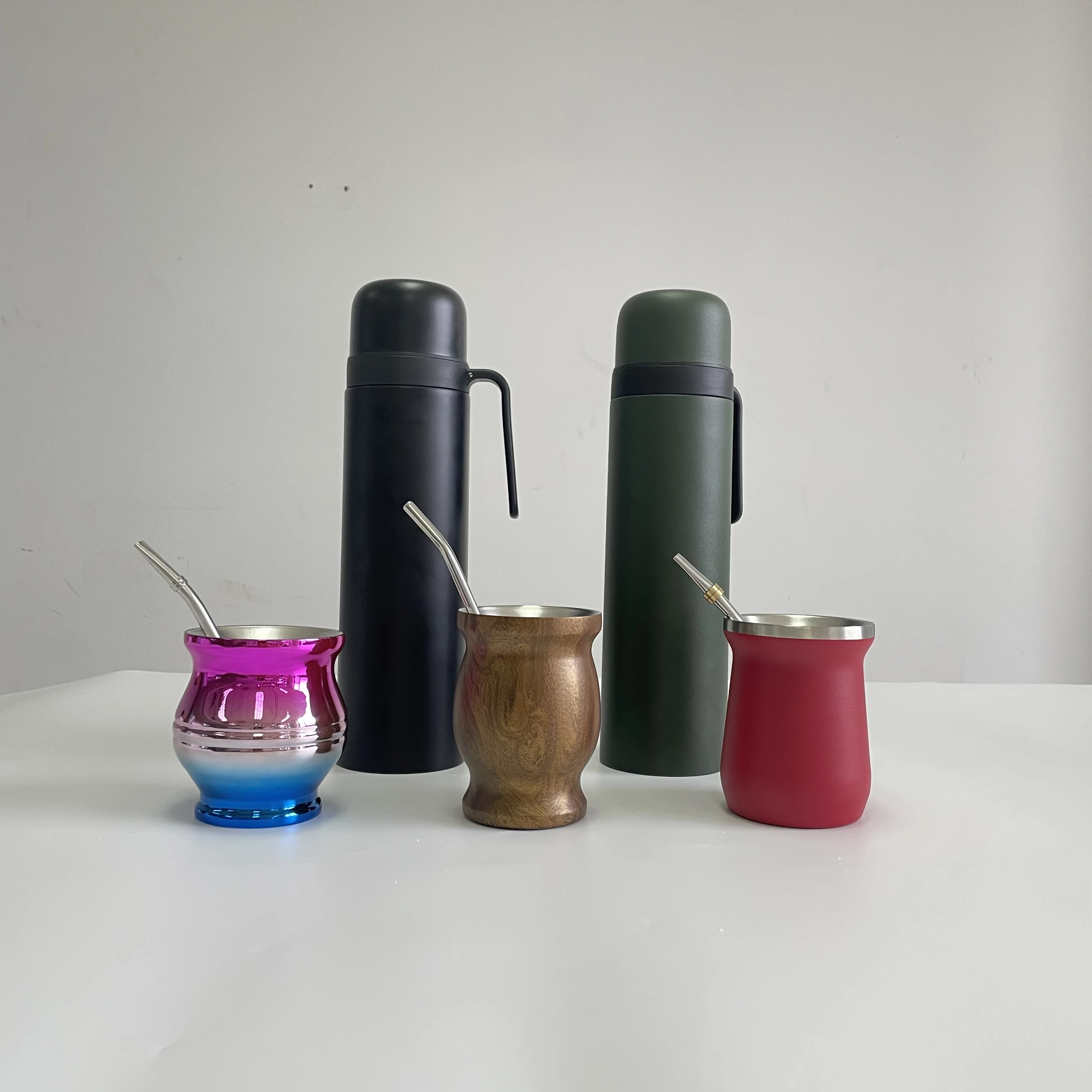 Многоразовая кружка Mate 230 мл 304 нержавеющая сталь Серебристая Yerba с соломинкой чайник mate