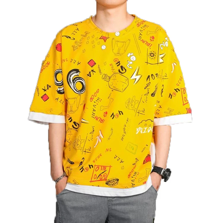 big graphic loose fit  Big Tall Custor plan t shirts men comfort  garment dyed colors essentials t shirt