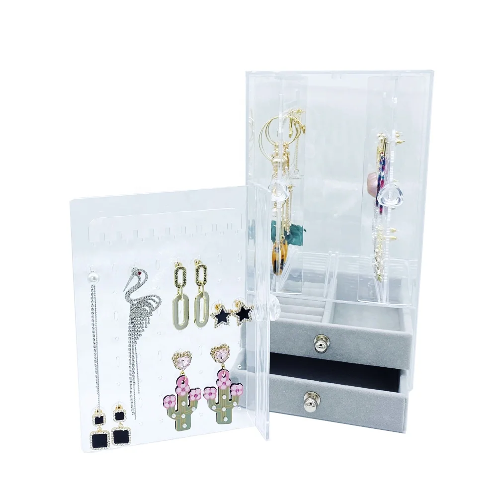 Акриловые Ювелирные наборы для проколотых сережек, подставка для сережек, коробка для хранения, случайные 15 комплектов сережек и одна коробка