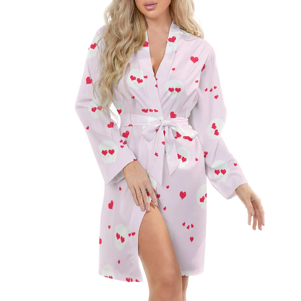 Hot Selling Wholesale Ladies Nightgowns Long Sleeve Sexy Sleepwear Printing Comfortable Nightgown Print On Demand Bathrobes