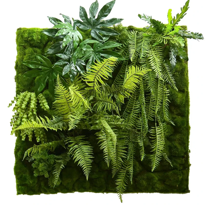 Wholesales Decor Plastic Fake Green Plant Panels Garden Vertical Restaurant Wall Backdrop Artificial Grass Wall