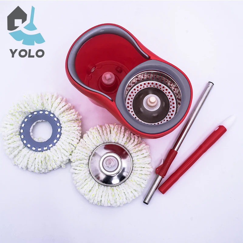 2022 Hot Selling Free Sample Red Color Easy Use Cleaning 360 Magic Spin Rotating Floor Mop And Bucket Set System