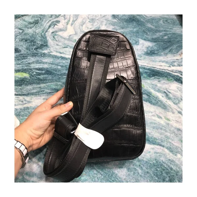 Fashion Design Top Quality Exotic Real crocodile Leather Chest Pack With Front Zipper Pocket