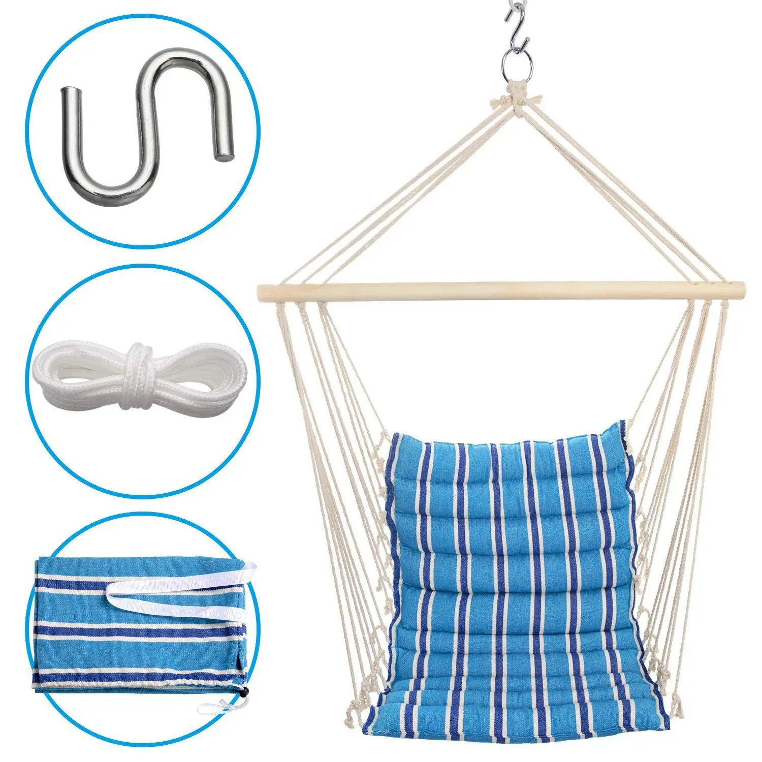 
Deluxe Padded Cotton Luxury Canvas quilted swing hammock chair 