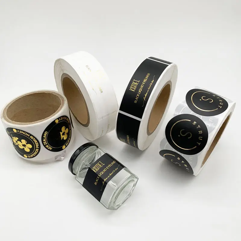 Пользовательская печать этикеток рулон водостойкая надпись тиснение круглая Золотая Фольга Наклейка