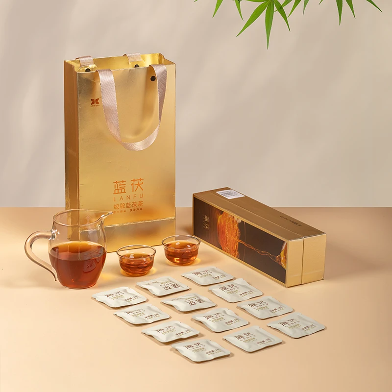 Chinese Organic Gynostemma Tea Post-fermented Black Fu Probiotic Dark Tea Jiaogulan Chinese Herbal Gynostemma Fu Black Tea