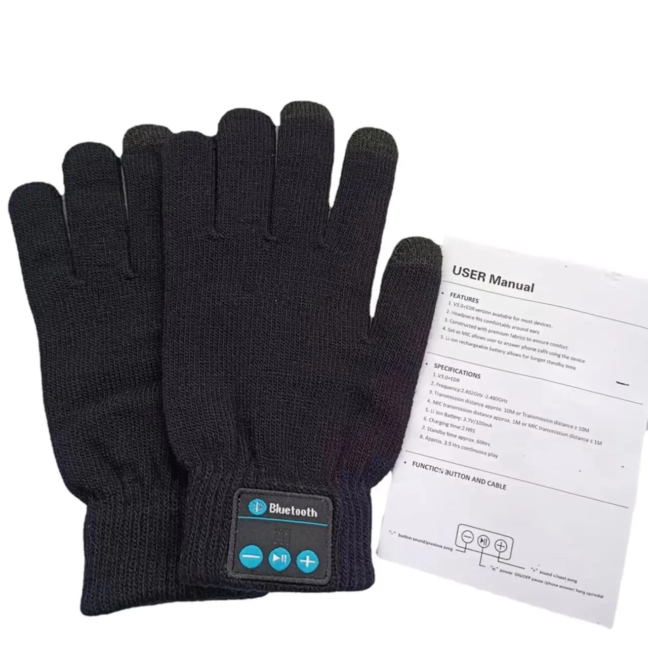 Supply Wireless Blue Tooth Gloves Winter Gloves Touch Screen With Built Removable Headphones