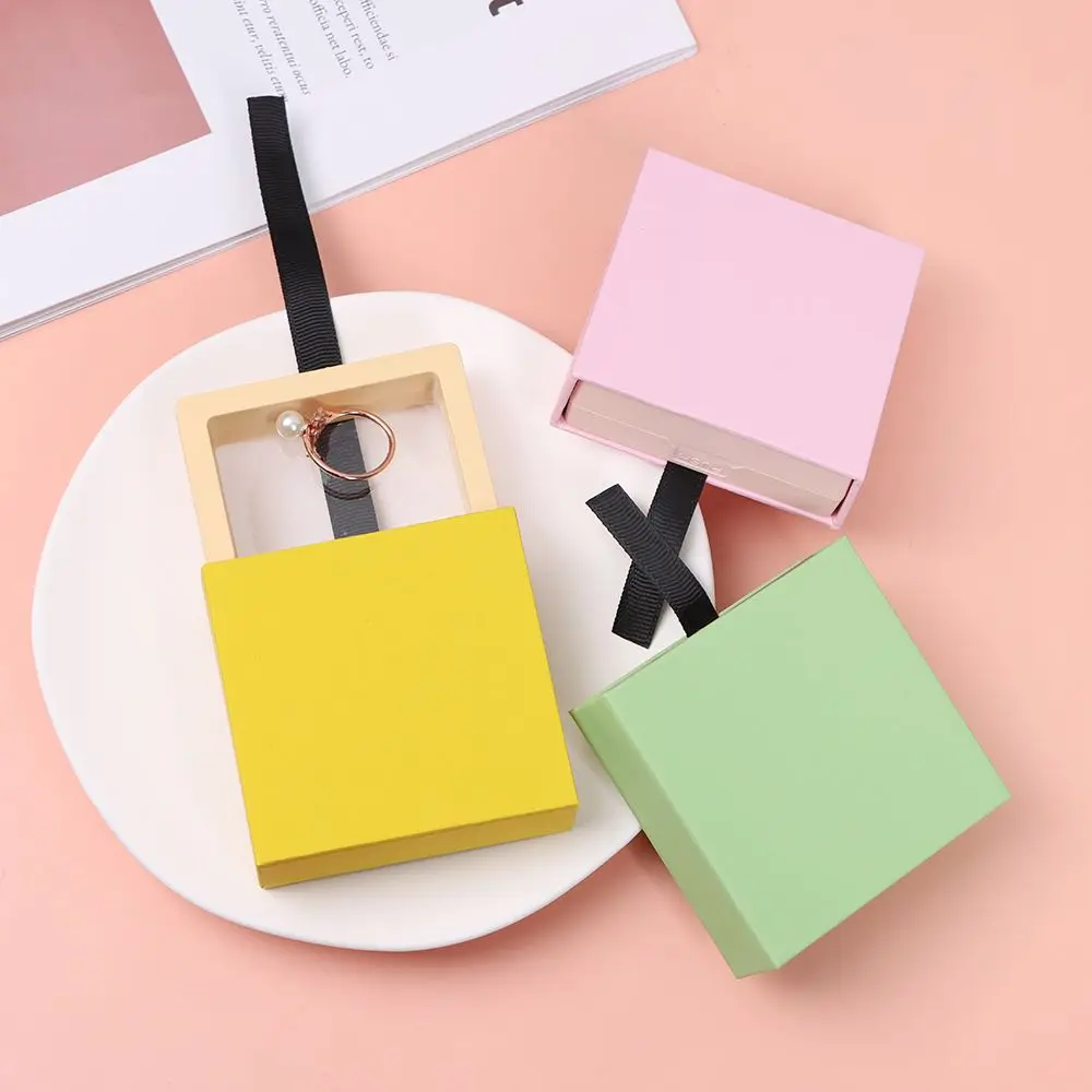 Customized 3d pe film suspension floating frame plastic gem case clear membrane transparent jewelry packaging display drawer box