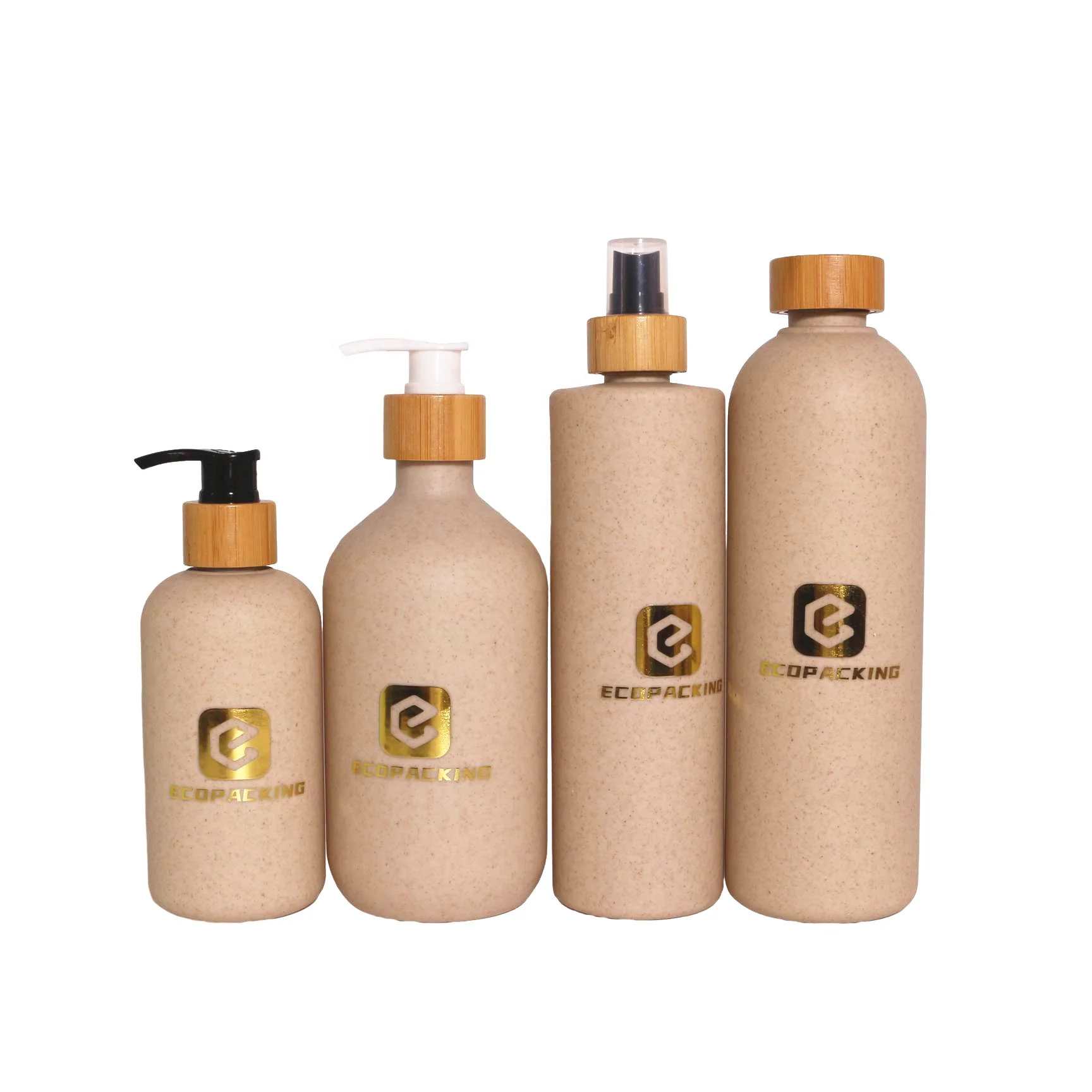 Bioplastic empty lotion pump bottle skincare wheat straws biodegradable bottle