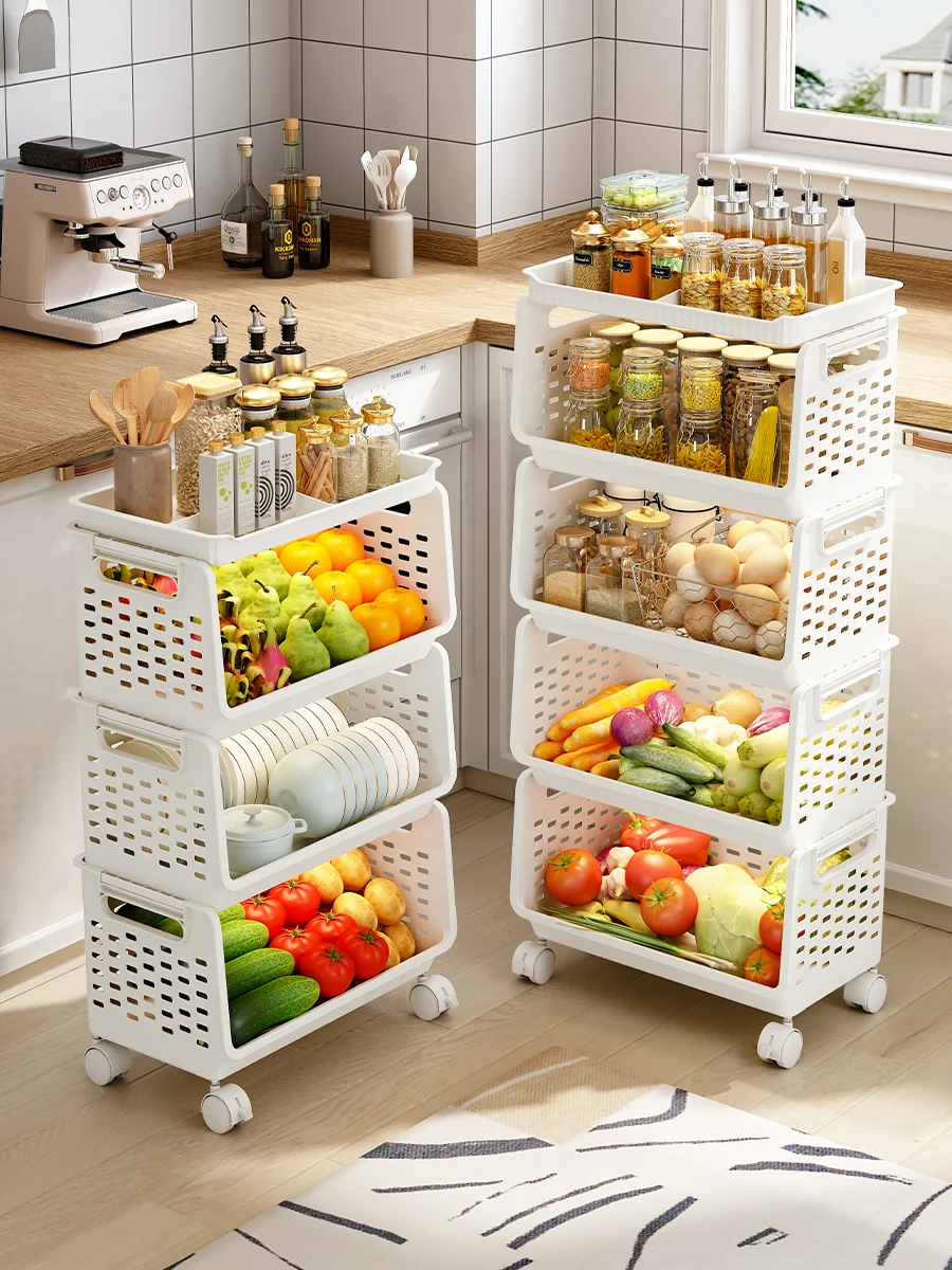 2024 Cheap Wholesale Plastic Stacking Storage Baskets With Wheels
