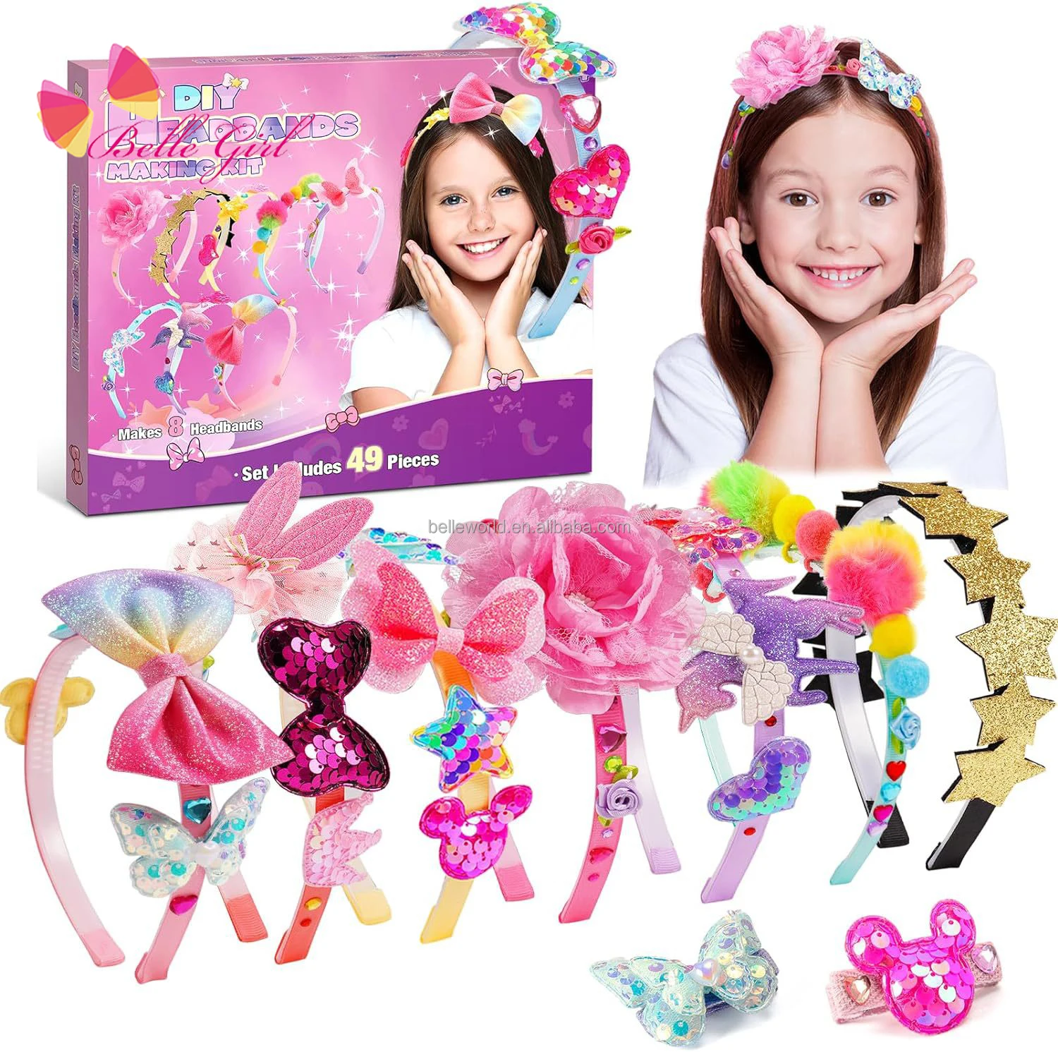 BELLEWORLD custom package hot jewellery making accessories diy jewelry making supplies flower bow headband making kit as gift