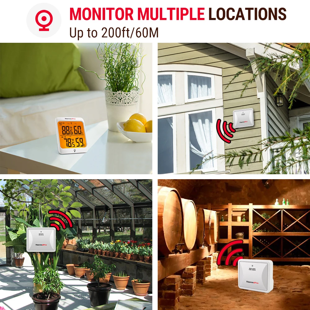 
Thermopro TP63A 433MHz Wireless Accurate Room Thermometer Weather Station 