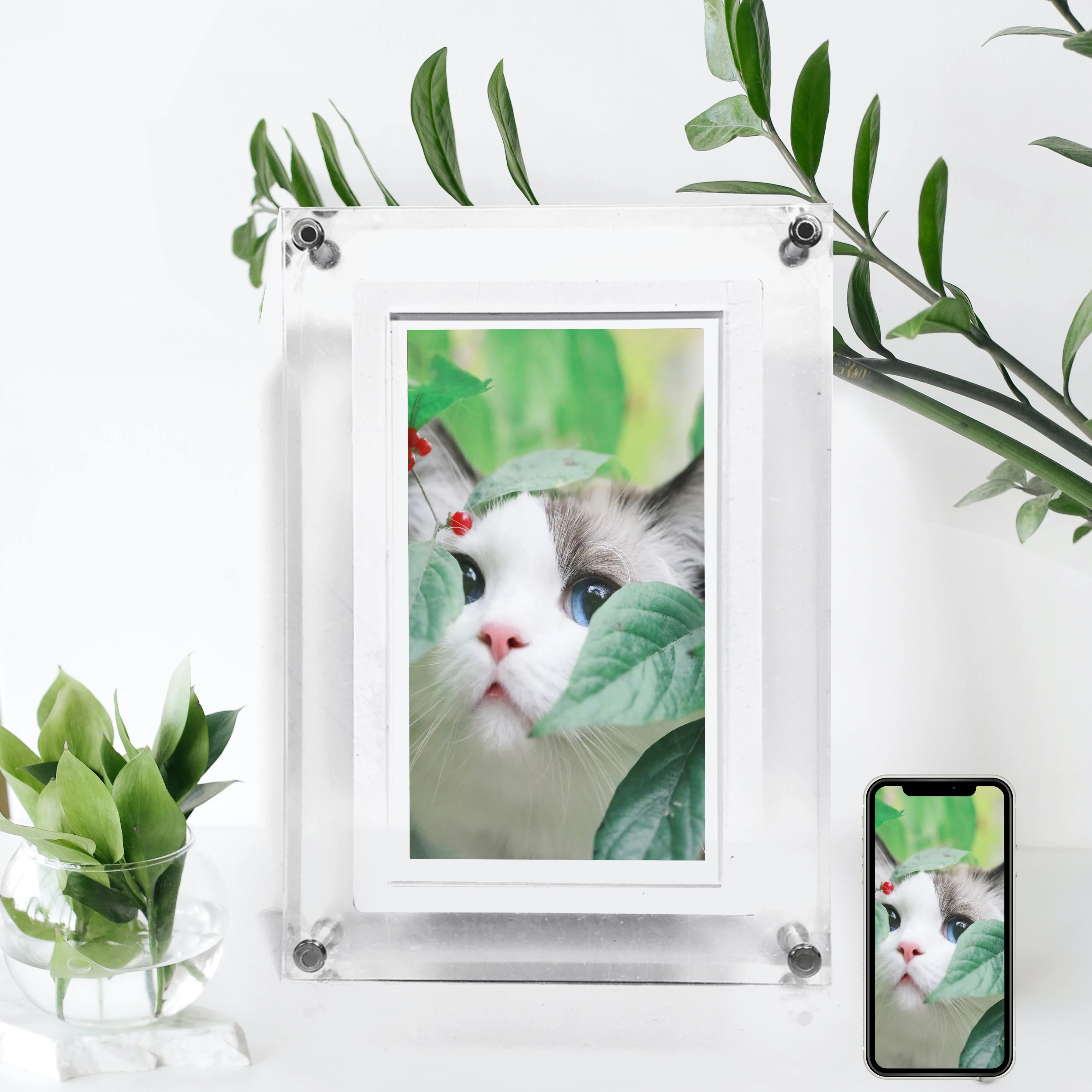 10 Inch HD Transparent Acrylic Frame NFT WIFI Digital Photo Frame with battery