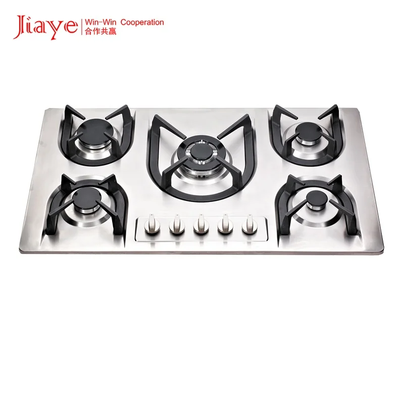 5 burner gas cooker factory wholesale price home appliance AC ignition cast iron support CE certificate built in stove gas hob