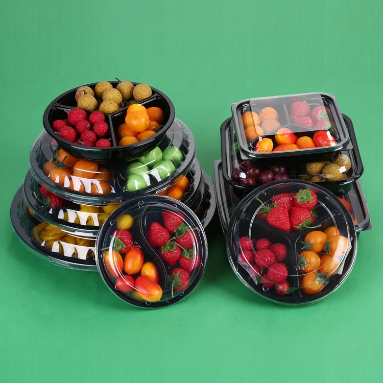 Food Grade Large Capacity Plastic PET Salad Bowl With Transparent Lid Camping Large Salad Bowl Food Container