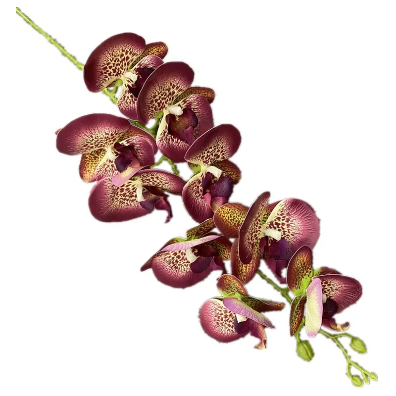 Home Decor Real Touch 3D Printing 9 Heads Artificial Flower Single Stem Phalaenopsis Orchid