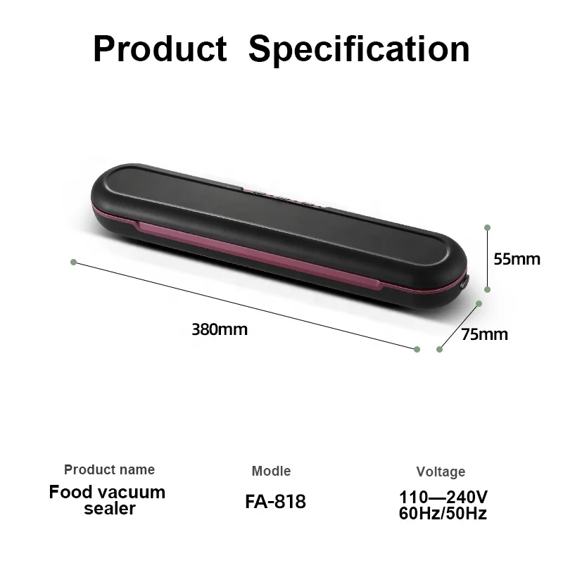 Electric vacuum sealer 220V 110V with 10pcs food saver bags household automatic food vacuum packaging machine